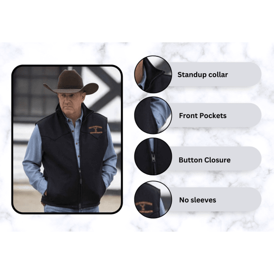 Yellowstone Kevin Costner Vest John Dutton Wool Vest